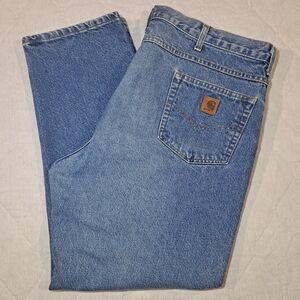 Carhartt Relaxed Fit Big Man Jeans 44x30 Blue Denim Straight Slightly Distressed